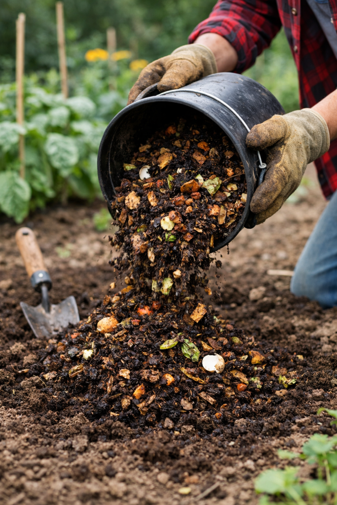 Adding Compost to garden bed