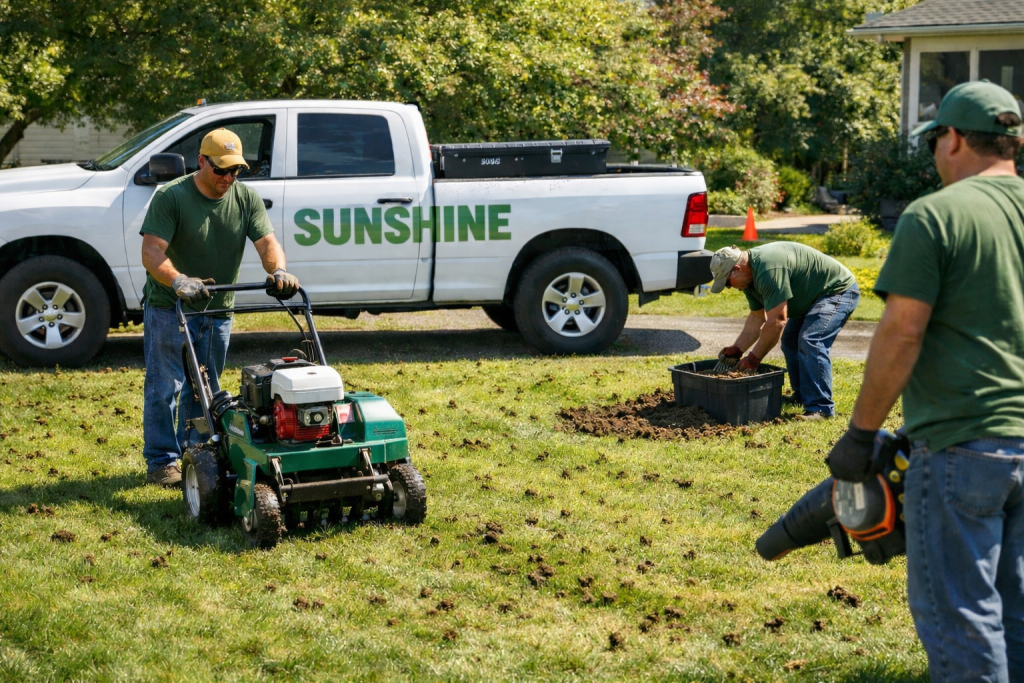 Sunshine Maintenance & Landscaping aerating Winnipeg lawn