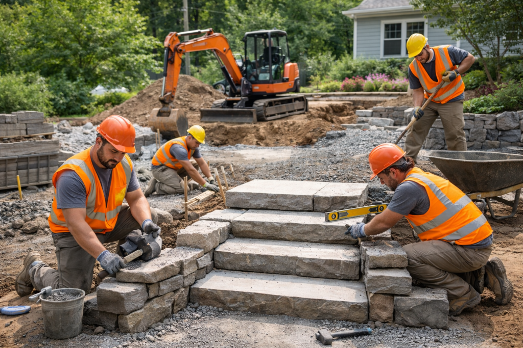 Landscape crew working on Winnipeg landscape project