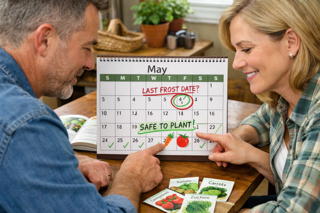 Preparing to plant garden with consideration for frost sensitive plants