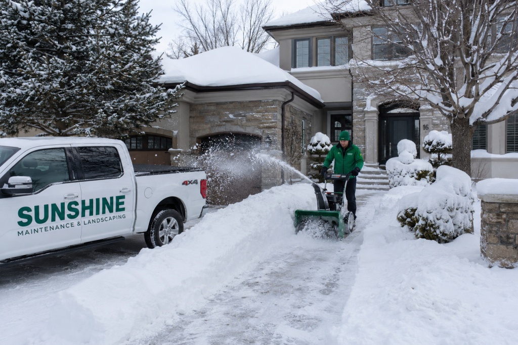 Sunshine Maintenance & Landscaping residential snow clearing for a Winnipeg home