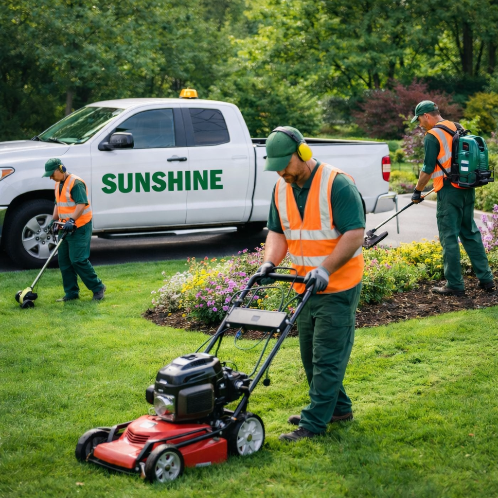Sunshine Maintenance & Landscaping crew working on Winniprg lawn care
