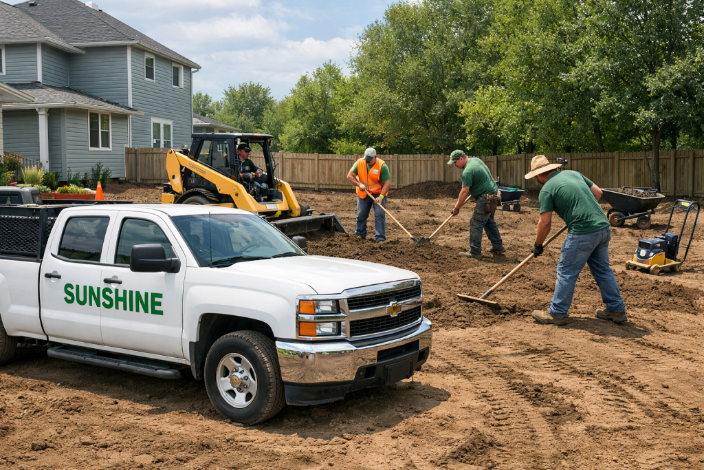 Sunshine Maintenance & Landscaping crew doin Winnipeg landscape grading