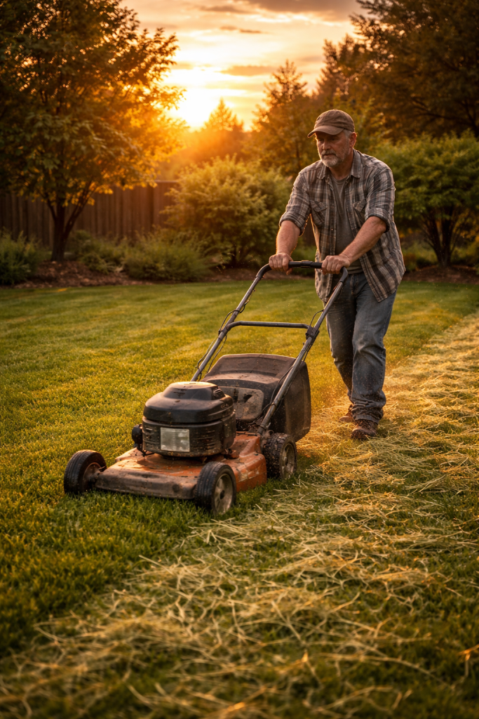 Mowing a Winnipeg Lawn