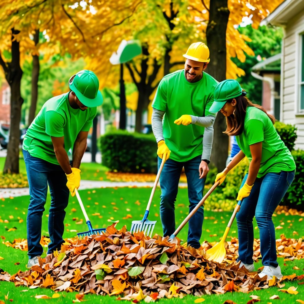Sunshine Maintenance & Landscaping Winnipeg Lawn Care Experts Raking Leaves For Organic Mulch
