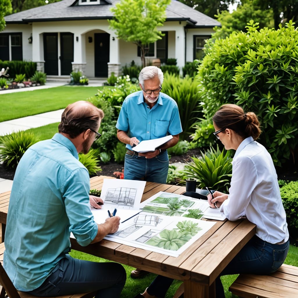 Sunshine Maintenance & Landscaping crew working on Garden Design Proposal with Winnipeg Homeowners