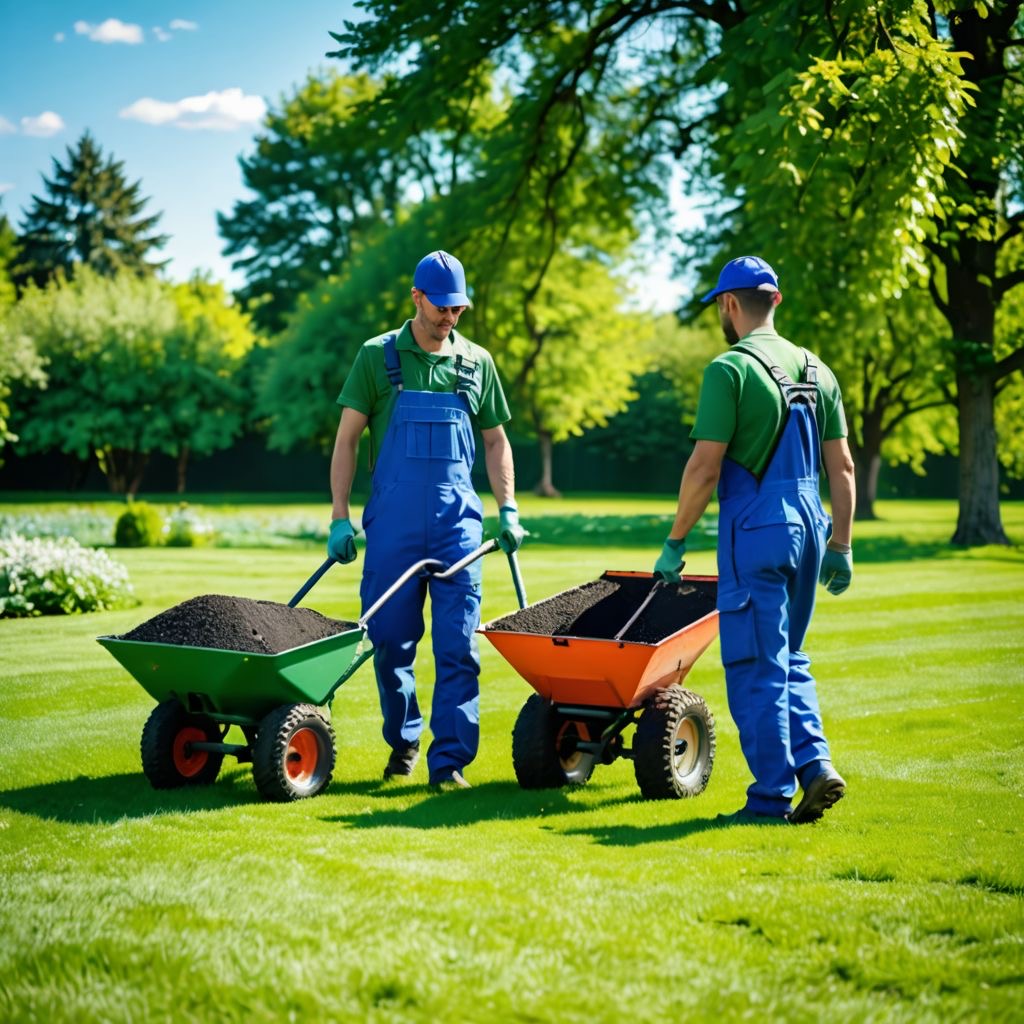 Sunshine Maintenance & Landscaping Winnipeg Lawn Care Experts Applying Organic Mulch in Winnipeg Yard