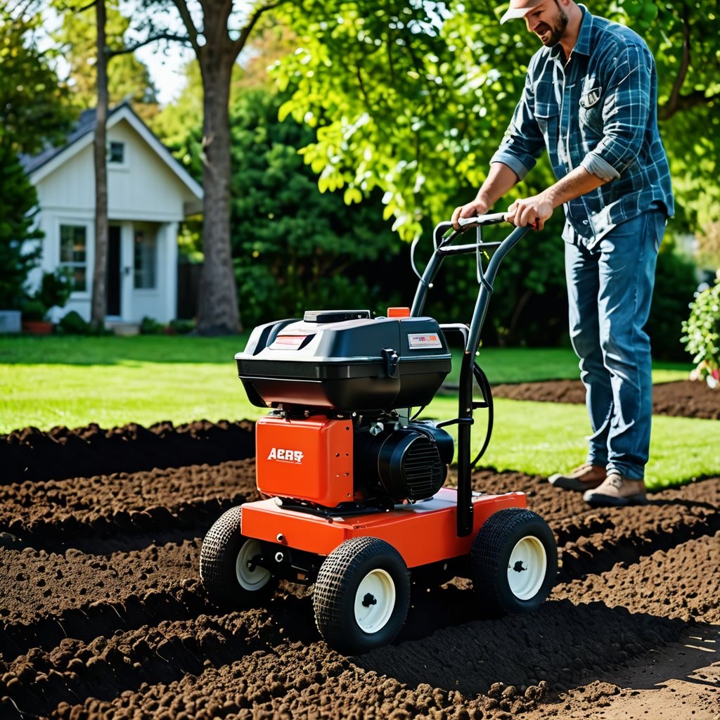 Sunshine Maintenance and Landscaping Aerating a Winnipeg Lawn