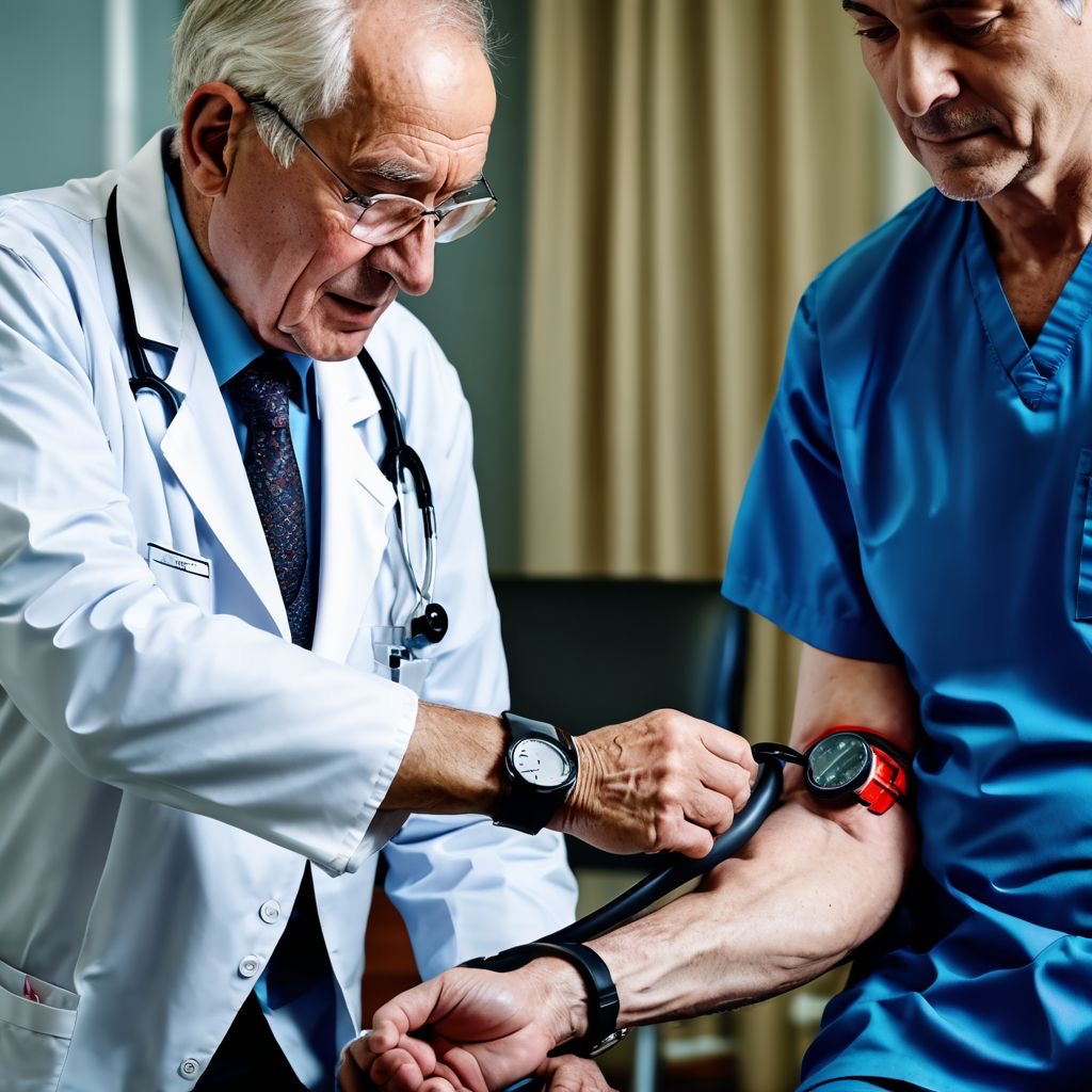 Doctor checking blood pressure