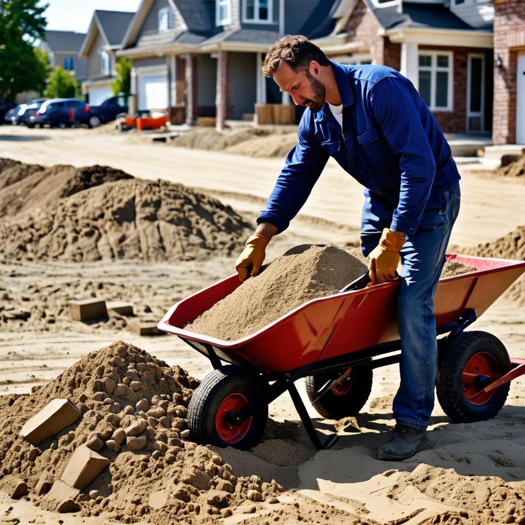 preparing a sand base for DIY Winnipeg Hardscape Project