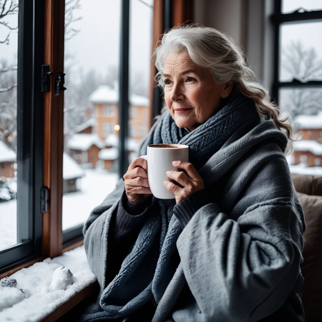 Snuggled up in a warm blanket while Sunshine Maintenance & Landscaping attends to snow clearing