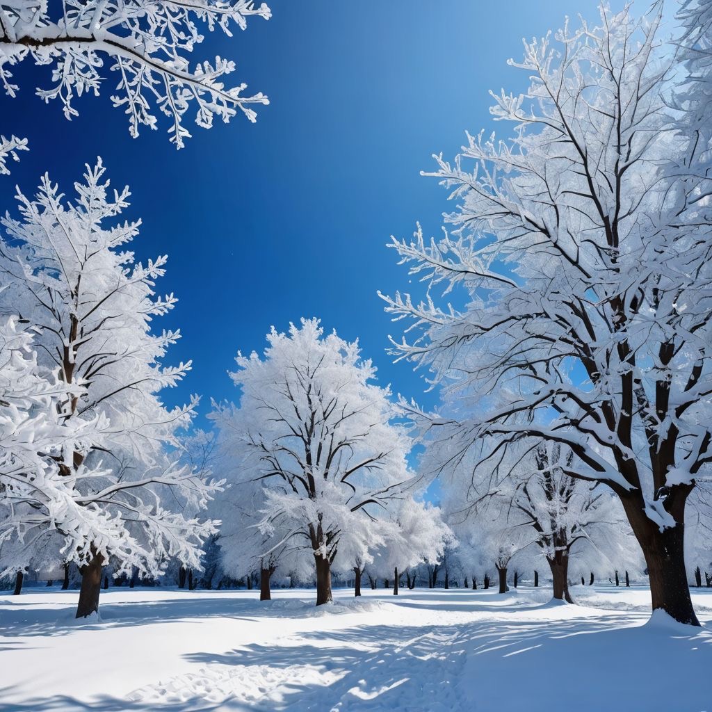 Post Card Like Winter Image of Bright Blue Winnipeg Sky and Frost on Tree Branches