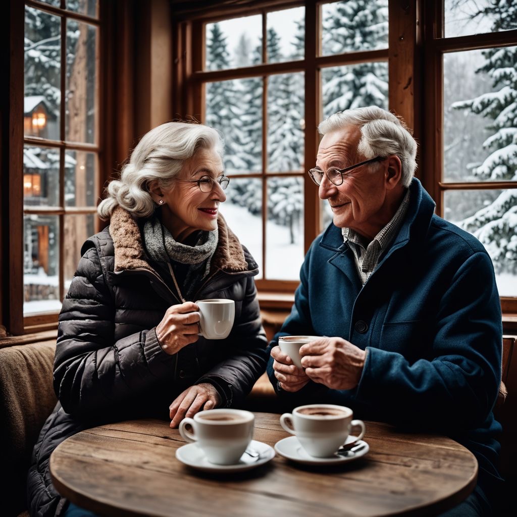 Enjoying a cup of hot cocoa on a frosty day before heading outside for snow shovelling in their Winnipeg yard.