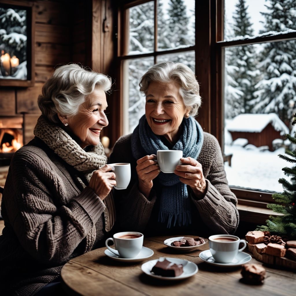 Seniors Enjoying a Cup Of Cocoa Before Heading Outside to Tackle Snow Shovelling in Their Winnipeg Yard