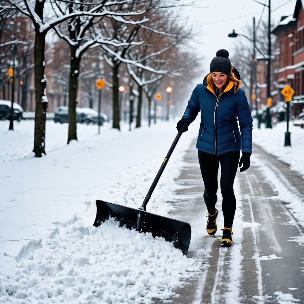 Woman shovelling: Winnipeg snow removal