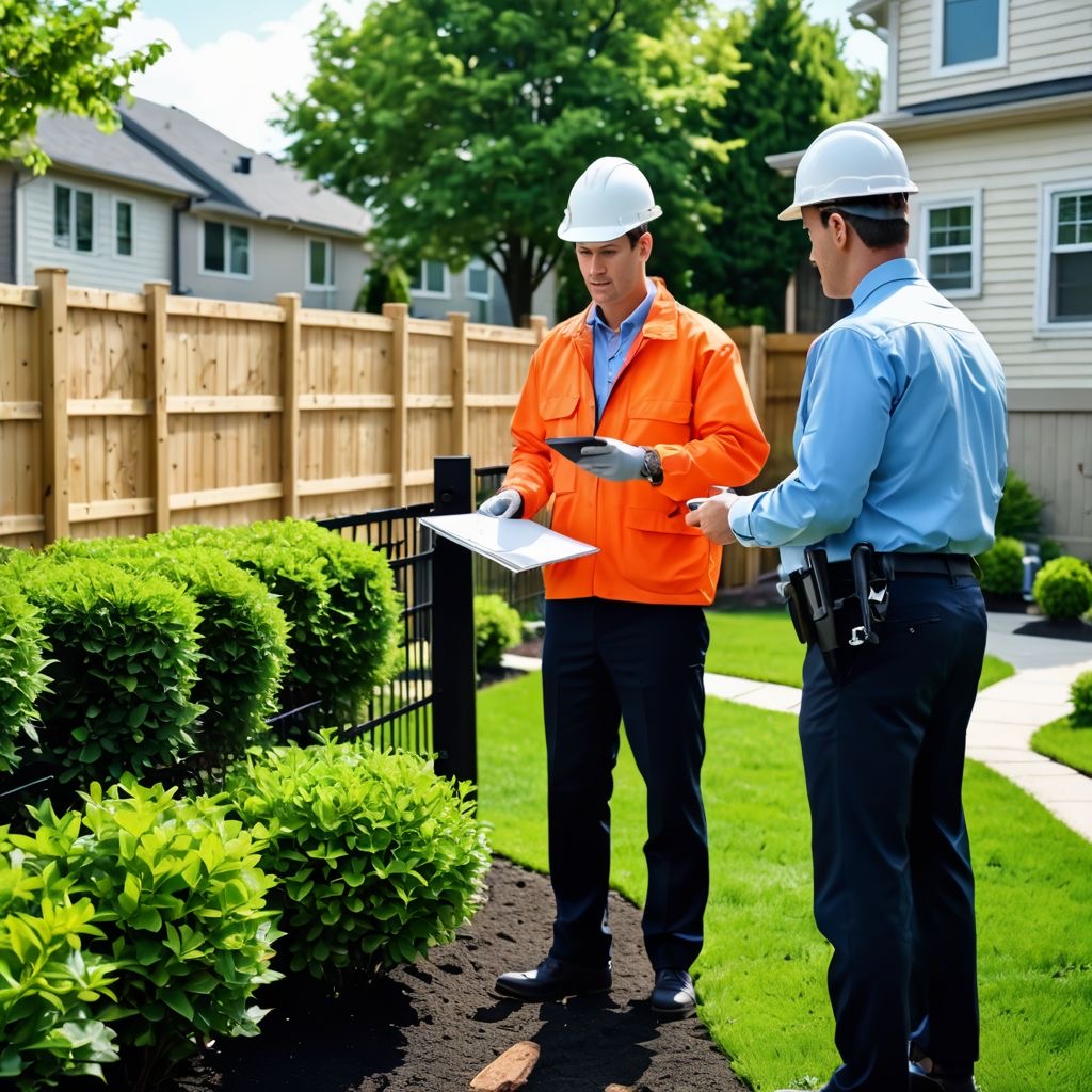 City workers inspecting property