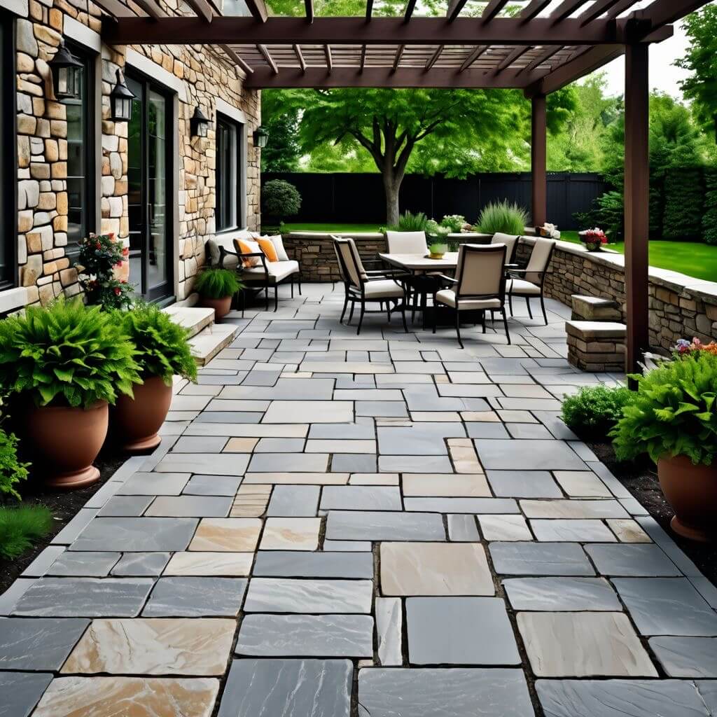 Interlocking-brick walkway in a Winnipeg residential landscape